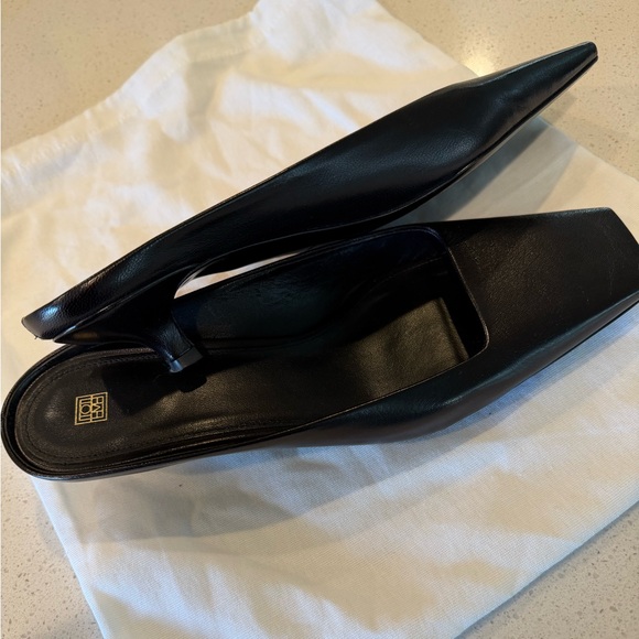 Toteme Mule Black 38 Square Toe Kitten Heel - Picture 11 of 12